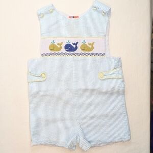 StellyBelly Charming Light Blue Whale Romper for Baby Boy  18months